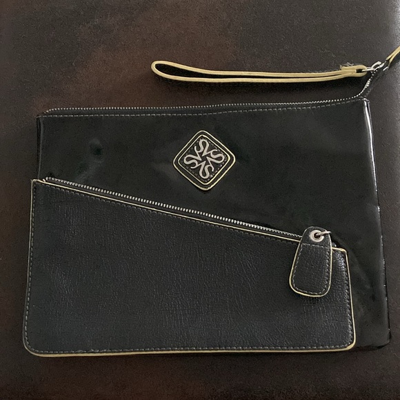 Vera Wang Handbags - Vera Wang leather and patented leather clutch purse  gently used